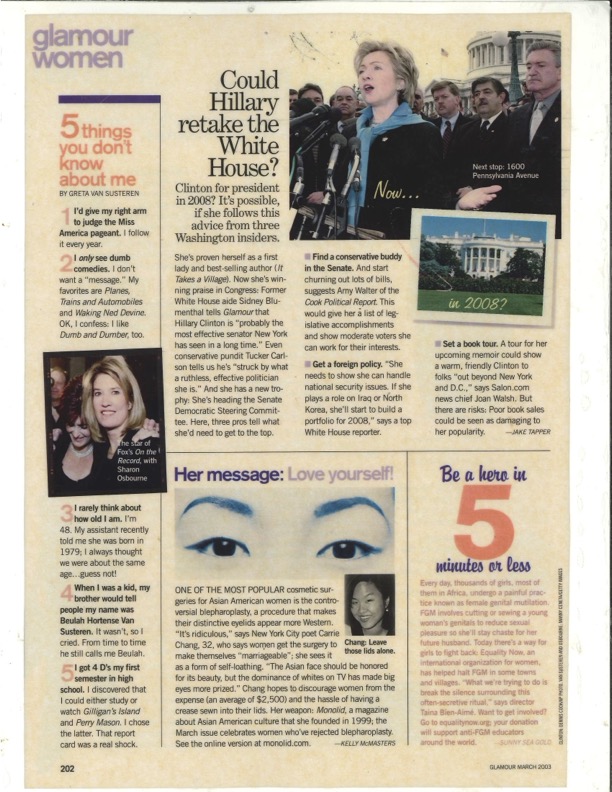 Glamour magazine page
